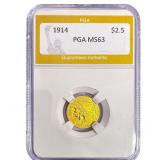 1914 $2.50 Gold Quarter Eagle PGA MS63