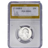 1936-S Washington Silver Quarter PGA MS65
