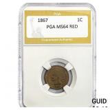 1867 Indian Head Cent PGA MS64 RED