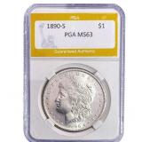 1890-S Morgan Silver Dollar PGA MS63