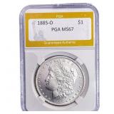 1885-O Morgan Silver Dollar PGA MS67