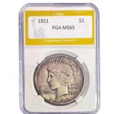 1921 Silver Peace Dollar PGA MS65
