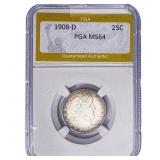 1908-D Barber Quarter PGA MS64