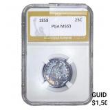 1858 Seated Liberty Quarter PGA MS63