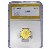 1898 $2.50 Gold Quarter Eagle PGA MS64