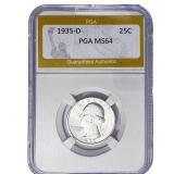 1935-D Washington Silver Quarter PGA MS64