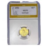 1992 1/10oz $5 Gold Eagle PGA MS70