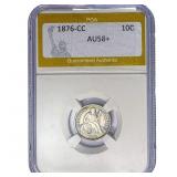 1876-CC Seated Liberty Dime PGA AU58+