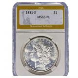 1881-S Morgan Silver Dollar PGA MS66 PL