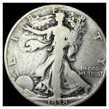 1938-D Silver Walking Liberty Half Dollar NICELY C