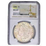 1886 Morgan Silver Dollar NGC MS64