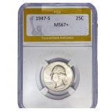 1947-S Washington Silver Quarter PGA MS67+