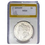 1878 8TF Morgan Silver Dollar PGA MS64