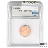 2010-D Lincoln Shield Penny ICG MS67 RD