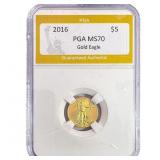 2016 1/10oz $5 Gold Eagle PGA MS70