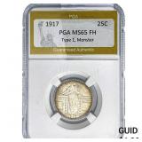 1917 Standing Liberty Quarter PGA MS65 FH Type 1,