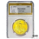 1993 1oz $50 Gold Eagle PGA MS69