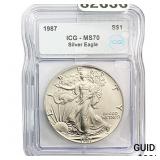 1987  ICG MS70 $1 Silver 1OZ SE
