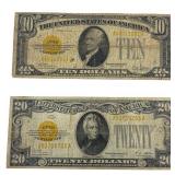[2] 1928 $20 & $10 Gold Certificate Note