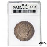 1893 Columbian Expo Half Dollar ANACS MS62