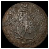 1786 Russia Catherine II Copper 5 Kopecks  NEARLY