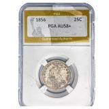1856 Seated Liberty Quarter PGA AU58+