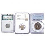 [3 Coins] 1838-1888 3C Nickels & LC Coronet Head N