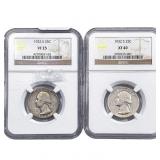 [2 Coins 1932-S Washington Silver Quarter NGC XF/V