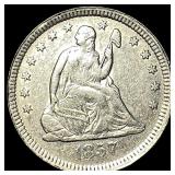 1857 Seated Liberty Silver Quarter CLOSELY UNCIRCU