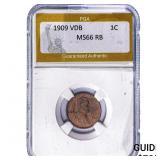 1909 VDB Wheat Cent PGA MS66 RB