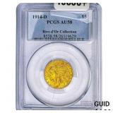 1914-D $5 Gold Half Eagle PCGS AU58 Rive d