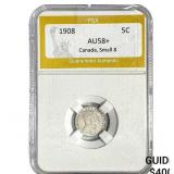 1908 Canada 5 Cents PGA AU58+ Small 8