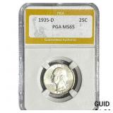 1935-D Washington Silver Quarter PGA MS65