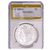 1880-S Morgan Silver Dollar PGA MS65+