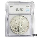 1987 SE ICG MS70 $1 Silver 1oz SE