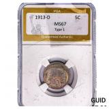 1913-D Buffalo Nickel PGA MS67 Type 1