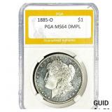 1885-O Morgan Silver Dollar PGA MS64 DMPL