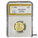 1994 1/4oz $10 Gold Eagle PGA MS70