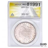 1891-S Morgan Silver Dollar ANACS MS62