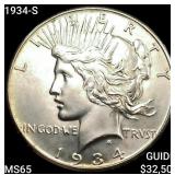 1934-S Silver Peace Dollar GEM BU