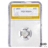 1853 Silver Three Cent PGA MS64+