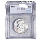 1957 Franklin Half Dollar ICG MS63