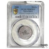 1840 Netherlands Willem II Inauguration Bronze Med