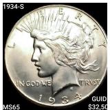 1934-S Silver Peace Dollar GEM BU