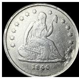 1840-O Silver Seated Liberty Quarter NEARLY UNCIRC