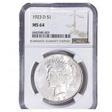 1923-D Silver Peace Dollar NGC MS64