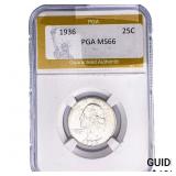 1936 Washington Silver Quarter PGA MS66