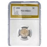 1884 Nickel Three Cent PGA MS64+