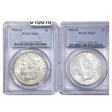 [2 Coins] 1884-1904 Morgan Silver Dollar PCGS MS63
