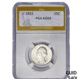 1932 Washington Silver Quarter PGA MS64